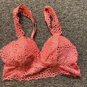 Coral lace bra